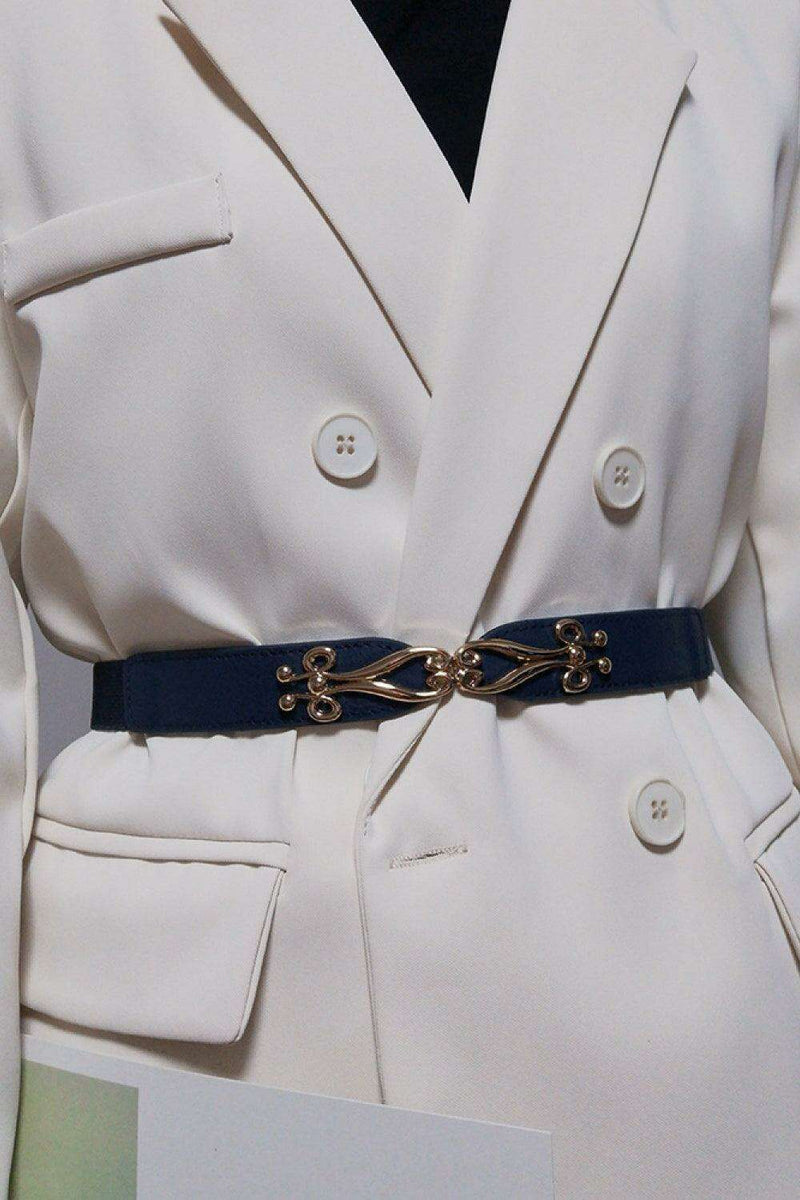 Elegant Versatile Elastic Belt with Stylish Alloy Buckle for Fashion-Forward Looks