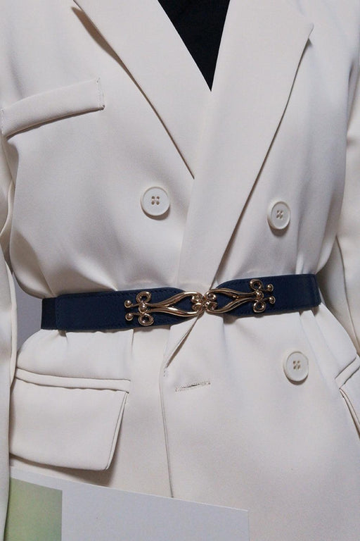 Elegant Elastic Belt with Fashionable Alloy Buckle - Versatile Accessory for Stylish Looks