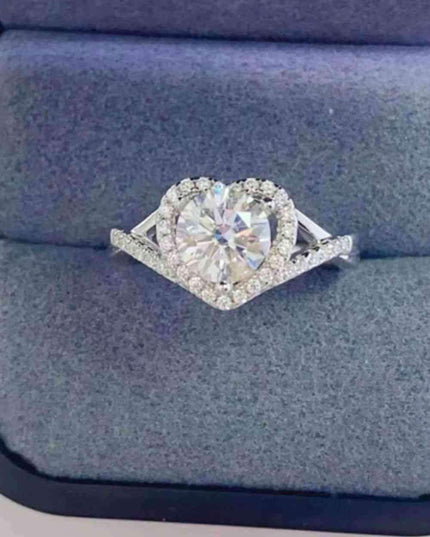 Heartfelt Lab-Diamond Ring with Dazzling Zircon Accents - A Modern Classic