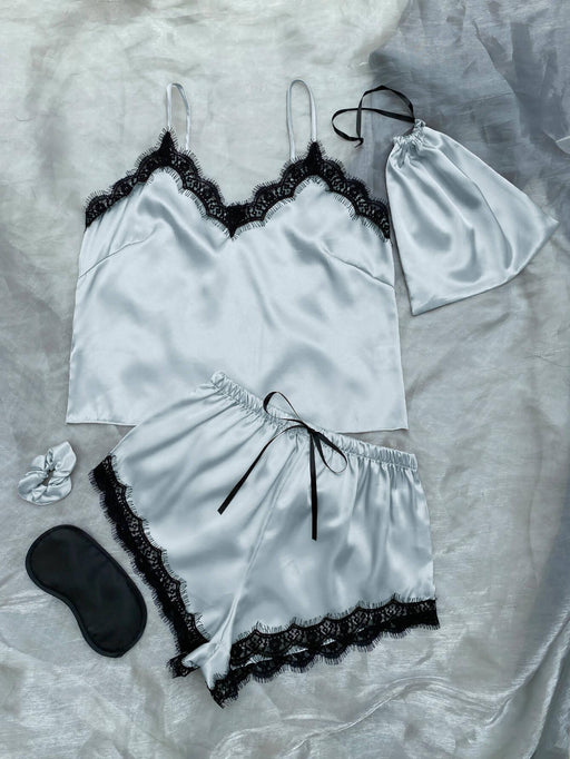 Elegant Lace-Trim Pajama Set