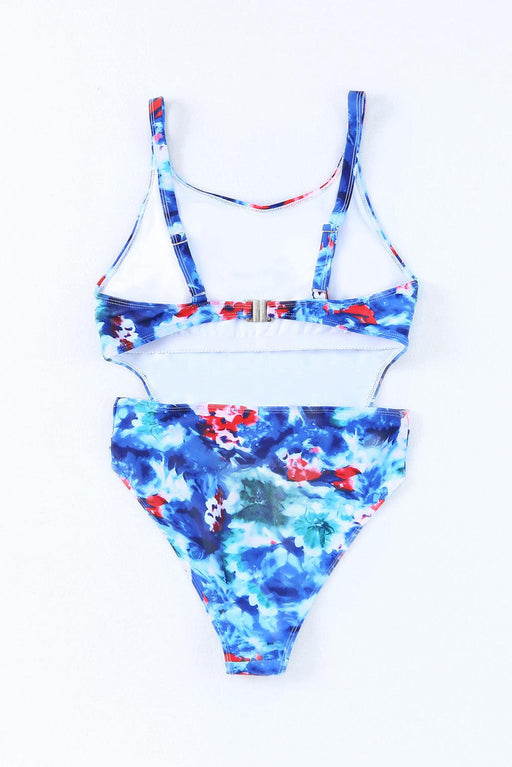 Beach Ready Floral Cutout One-Piece Swimsuit with Multicolored Print