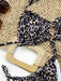 Leopard Print Bikini Set with Tie Side Bottoms and Frill Trim