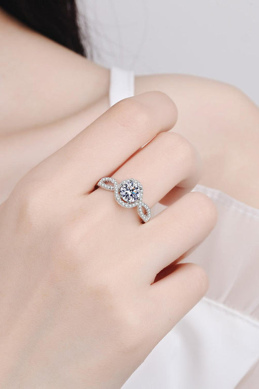 Geometric Sparkle: Sterling Silver Ring with Moissanite and Zircon