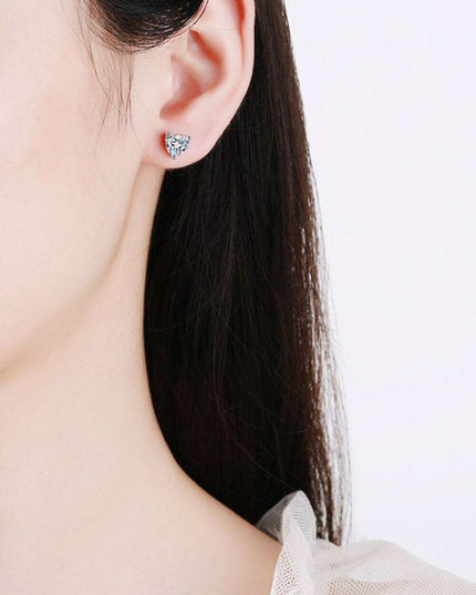 Heart-Cut Moissanite Stud Earrings in Sterling Silver Elegance