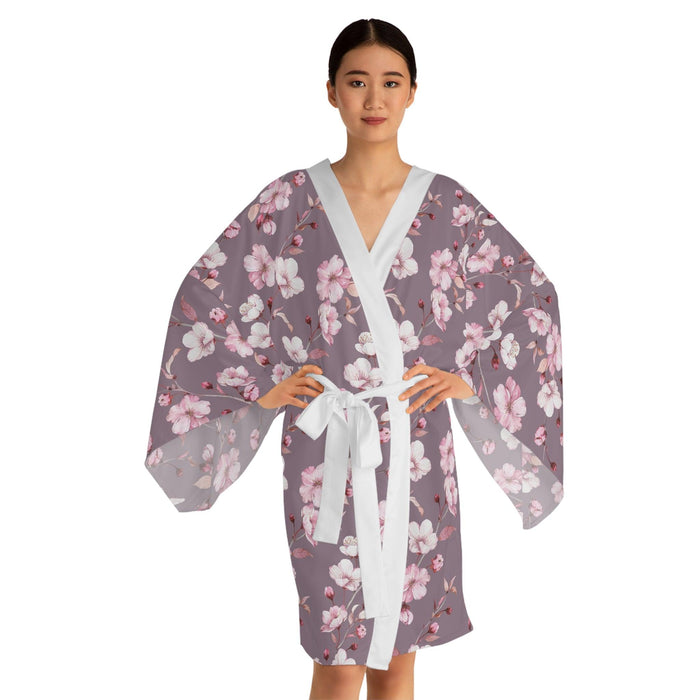 Japanese Artistry Floral Bell Sleeve Kimono Robe