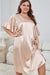 Nighttime Elegance: Flutter Sleeve Plus Size Nightgown with V-Neck & Slit