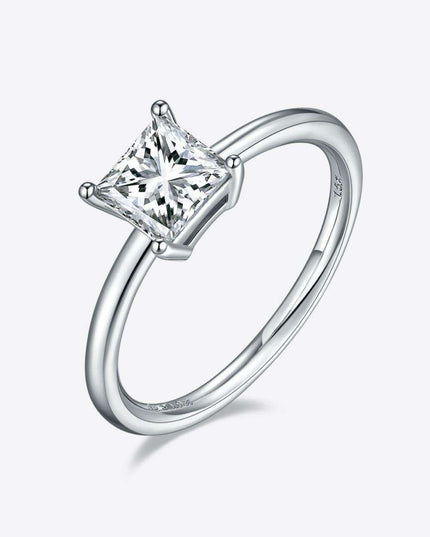 Elegant 1 Carat Platinum-Plated Lab-Diamond Sterling Silver Ring