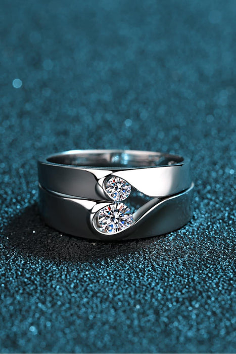 Shimmering Moissanite Sterling Silver Ring with Rhodium Finish