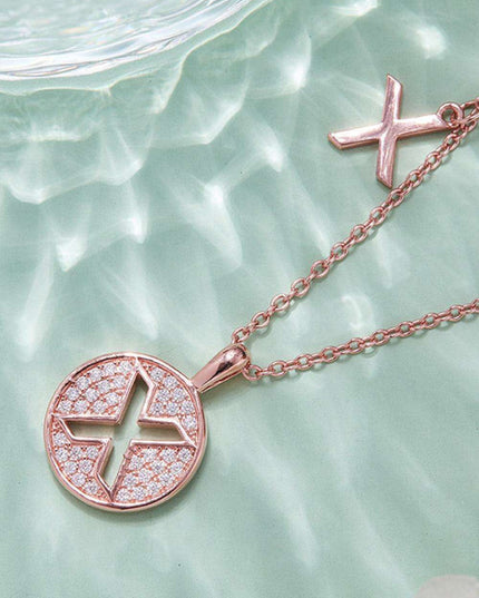 Timeless Glamour: Rose Gold Plated Sterling Silver Lab-Grown Diamond Pendant Necklace