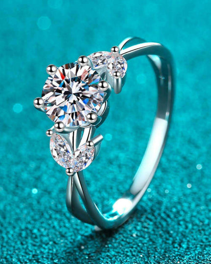 Elegant 1 Carat Moissanite Sterling Silver Ring with Sparkling Zircon Accents