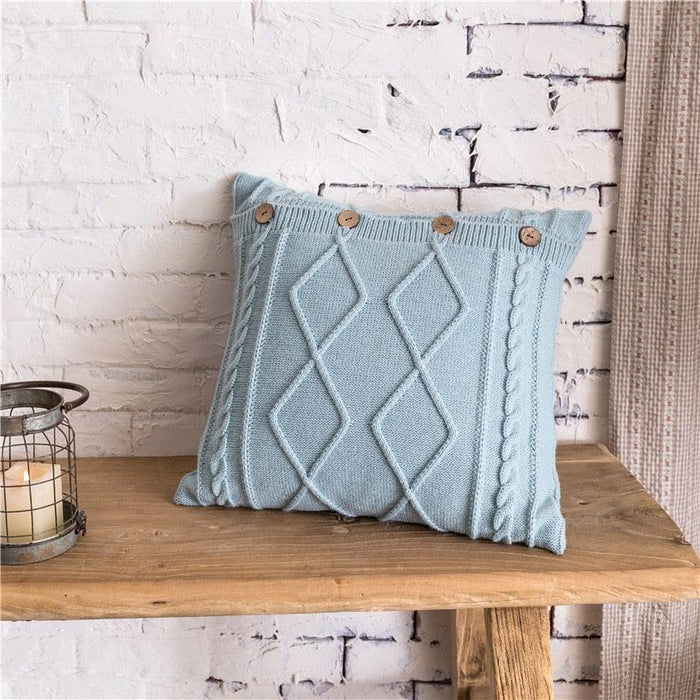 Nordic Double Cable Knit Diamond Pillow Cover - 18x18