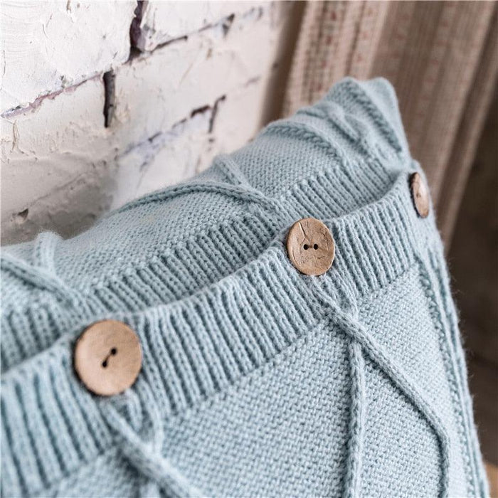 Handmade Nordic Double Cable Knit Diamond Cushion Cover - 18x18