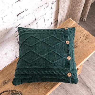 Handmade Nordic Double Cable Knit Diamond Cushion Cover - 18x18