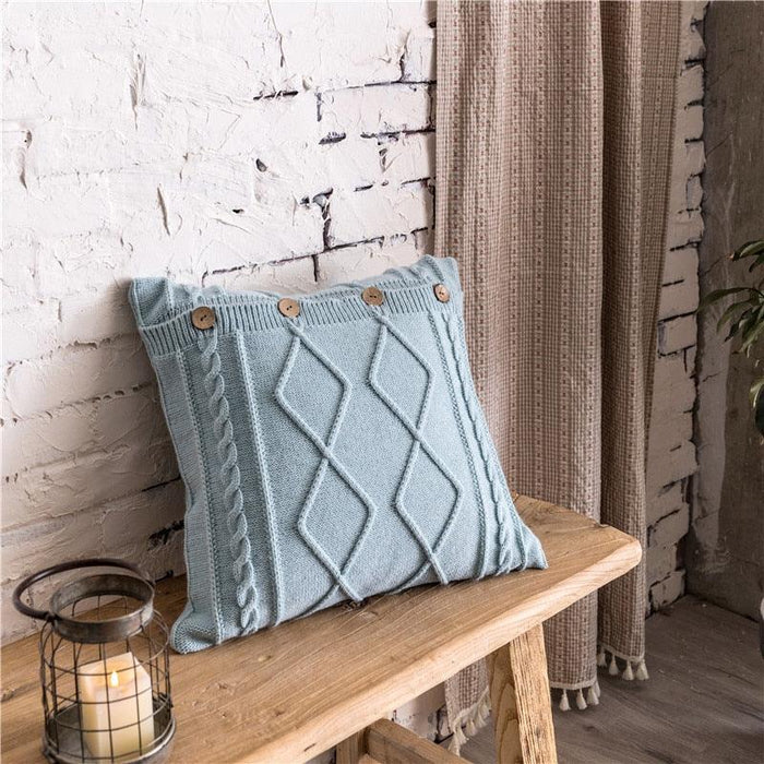 Nordic Cozy Double Cable Knit Diamond Pillow Cover 18x18