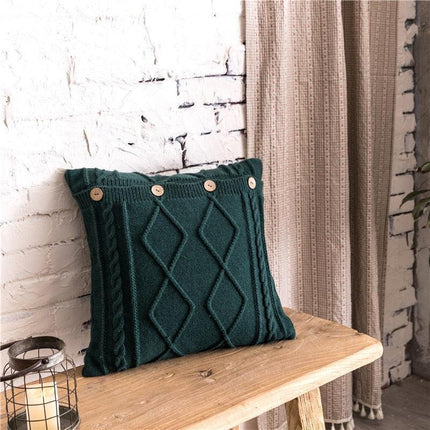 Cozy Nordic Double Cable Knit Cotton Throw Pillow Cover 18x18