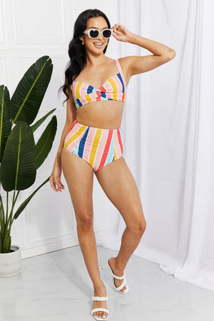 Marina West Swim Take A Dip Twist High-Rise Bikini in Stripe-Trendsi-Stripe-S-Très Elite