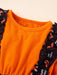 Spooky Fun Halloween Dress with Flounce Sleeves and Graphic Print