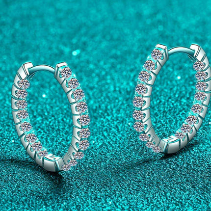 Sophisticated Moissanite Huggie Earrings in Sterling Silver - A Classic Touch