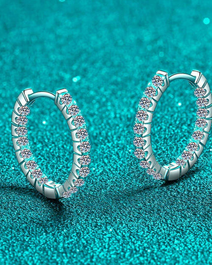 Sophisticated Moissanite Huggie Earrings in Sterling Silver - A Classic Touch