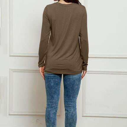 Chic Plus Size Long Sleeve Round Neck Polyester Blouse