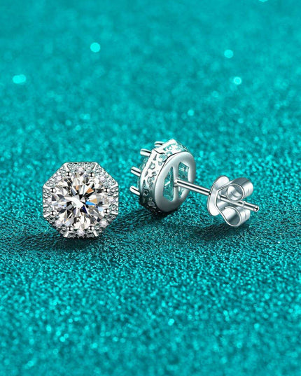 Radiant Charm: 2 Ct Moissanite Sterling Silver Stud Earrings with Rhodium Coating - Gift Box Included