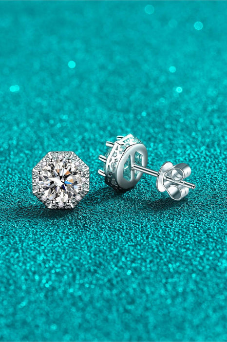 Elegant Radiance 2 Ct Moissanite Sterling Silver Stud Earrings with Rhodium Plating - Gift Box Included