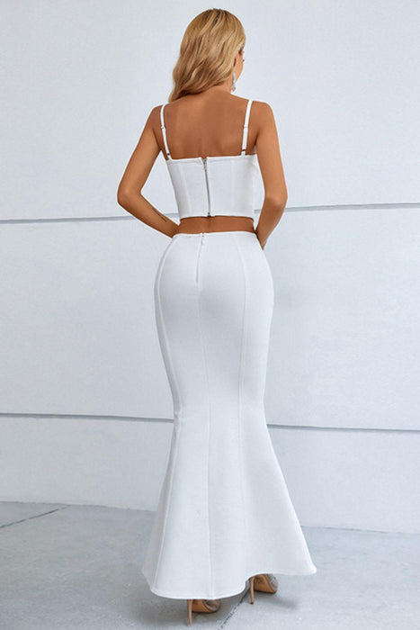 Chic Cutout Cami and Fishtail Skirt Set with Seam Detail