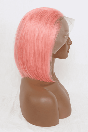 12" 165g Lace Front Wigs Human Hair in Rose Pink 150% Density-Beauty & Personal Care›Hair Care›Hair Extensions & Wigs-Très Fancy-Rose Pink-One Size-Très Elite