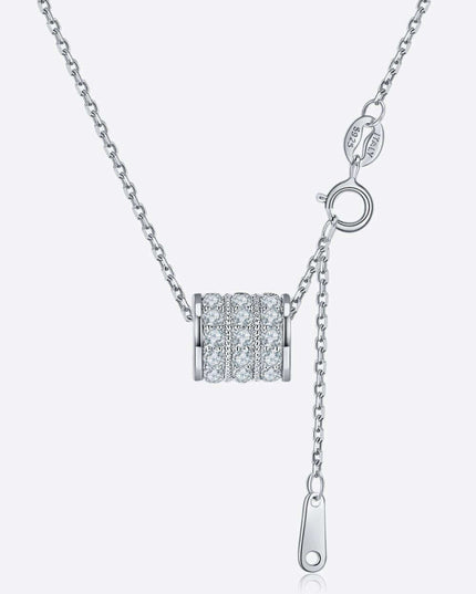 Elegant Moissanite Pendant Necklace with Platinum and Rose Gold Accents