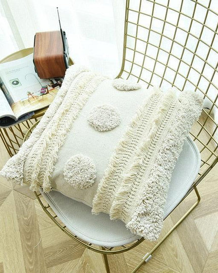 Moroccan Boho Chic Handwoven Tufted Pillow Covers - Set of 2 (18x18 Inch)