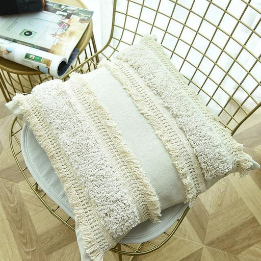 Handwoven Beige Moroccan Pillow Covers - 18x18 Inch Boho Chic Accent for Home Décor