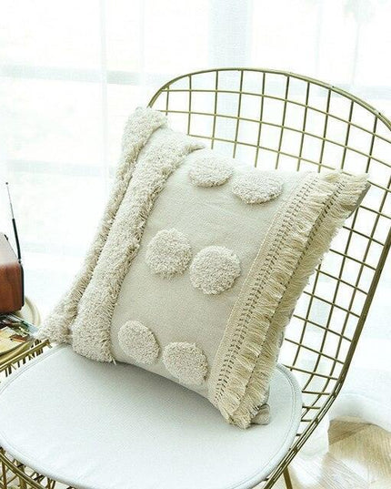 Moroccan Boho Chic Handwoven Tufted Pillow Covers - Set of 2 (18x18 Inch)