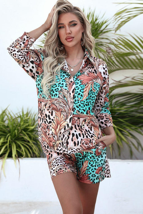 Leopard and Tie-Dye Vacation Shirt and Shorts Set