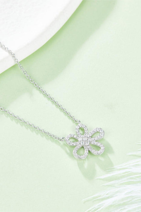 Floral Moissanite and Lab-Grown Diamond Sterling Silver Necklace