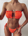 Ruched Frilled Bikini Set with Adjustable Tie-Side Bottoms