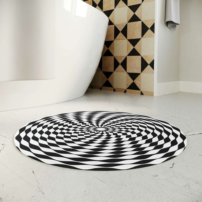 Personalized Optical Illusion Round Bath Mat for Elegant Bathroom Decor
