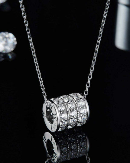 Elegant Moissanite Pendant Necklace with Platinum and Rose Gold Accents