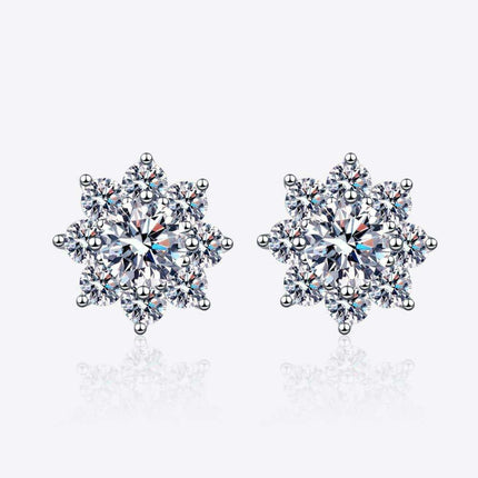 Floral Radiance: 1 Carat Moissanite-Embellished Sterling Silver Earrings