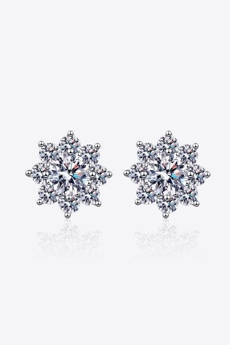Radiant Blossom: 925 Sterling Silver Floral Earrings with 1 Carat Moissanite Brilliance