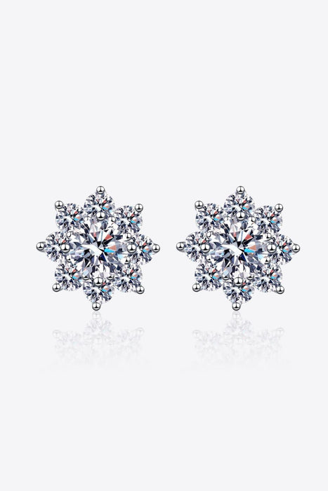 Radiant Blossom: 925 Sterling Silver Floral Earrings with 1 Carat Moissanite Brilliance - Graceful Floral Radiance: 925 Sterling Silver Earrings with 1 Carat Moissanite Sparkle