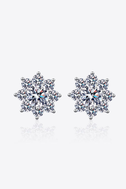 Radiant Blossom: 925 Sterling Silver Floral Earrings with 1 Carat Moissanite Brilliance - Graceful Floral Radiance: 925 Sterling Silver Earrings with 1 Carat Moissanite Sparkle