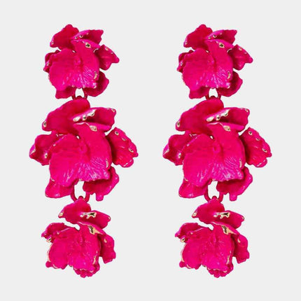 Chic Floral Zinc Alloy Dangle Earrings - Style Elevation