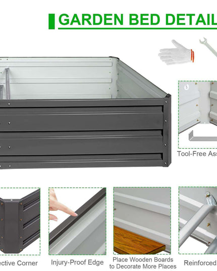 Galvanized Steel Easy-Assembly Raised Garden Bed Kit with Extensive Planting Space