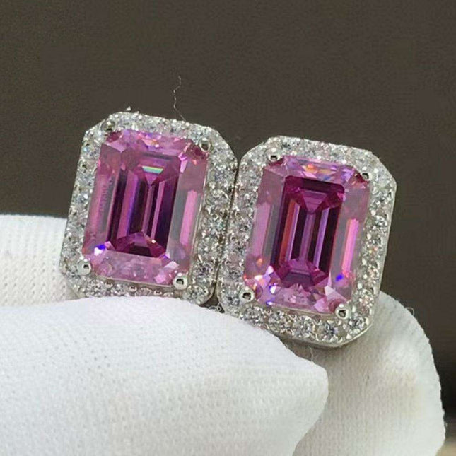 Elegant 2 Carat Moissanite Stud Earrings in Sterling Silver with Platinum Finish