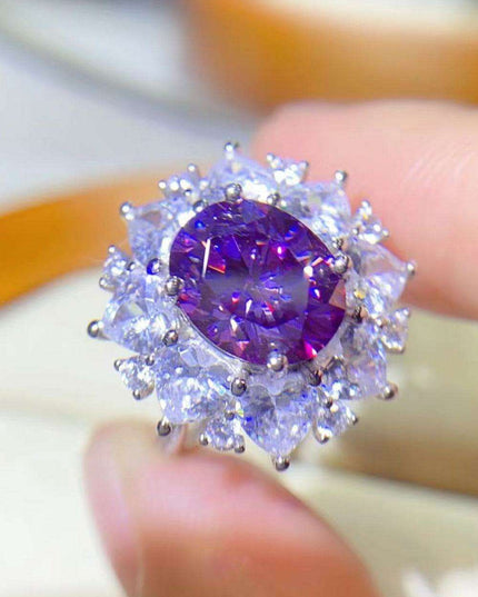 Stunning 3-Carat Lab-Grown Diamond Platinum Ring with Zircon Highlights