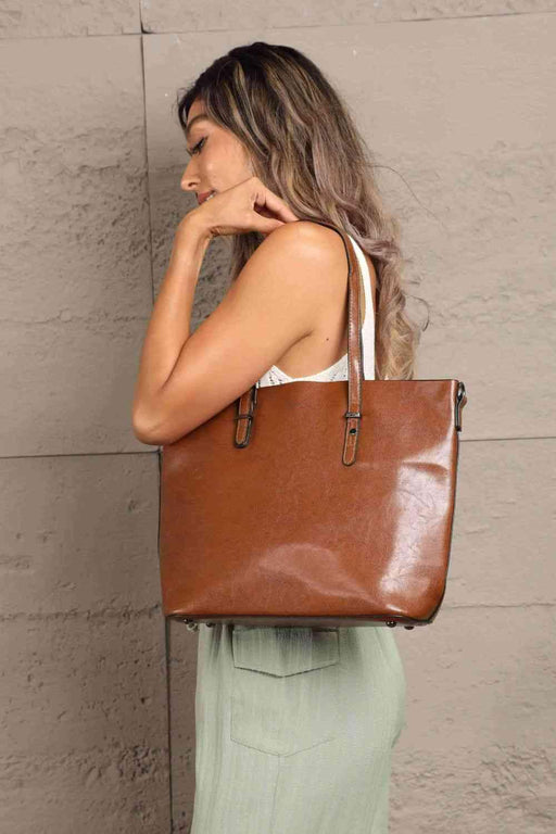 Luxurious Oversized PU Leather Tote with Chic Solid Design