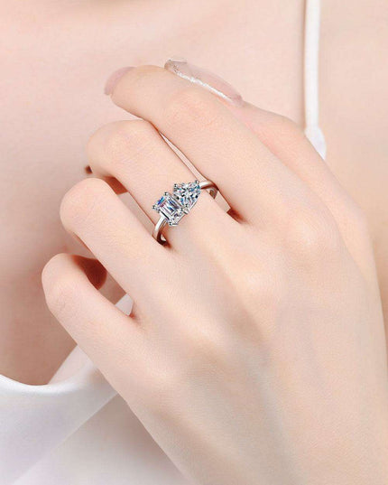 Timeless Love Heart Moissanite Ring in Sterling Silver - Radiant Elegance