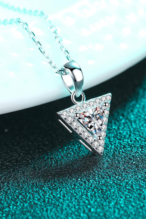 Geometric Moissanite Triangle Necklace with Zircon Accents