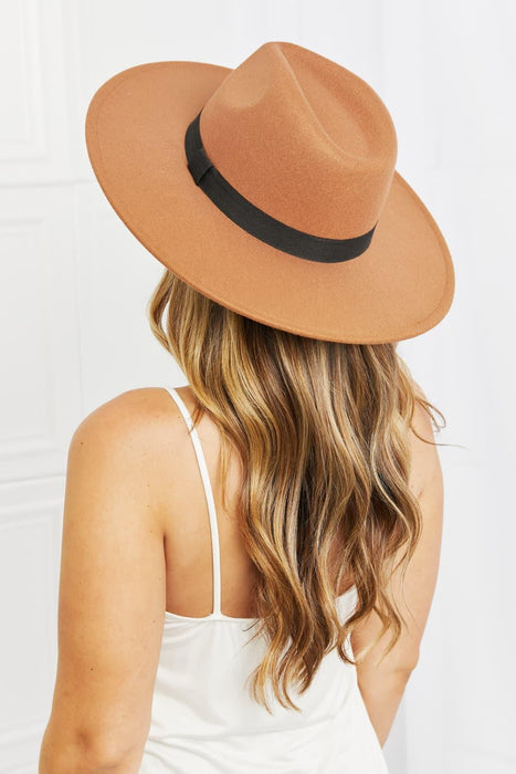 Sophisticated Tan Fedora with Black Ribbon Accent