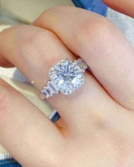 Sophisticated 2 Carat Lab Created Diamond Ring in Sterling Silver - A Timeless Piece with Authenticity Verification